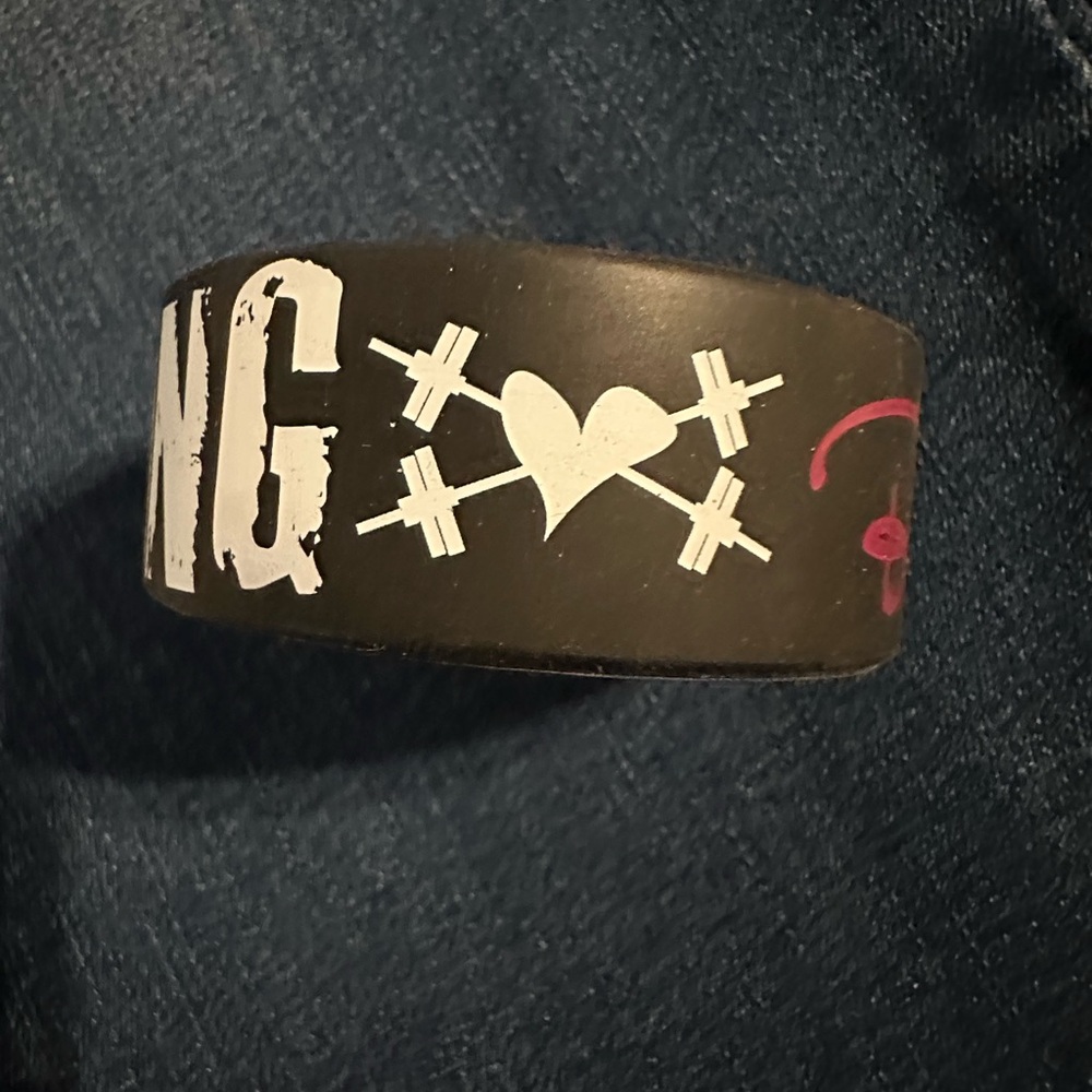 Black, Pink and White 'STRONG' and Beautiful Silicone Band Bracelet